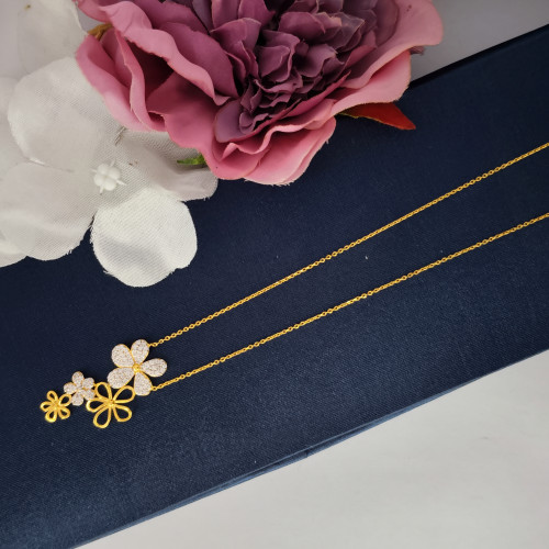  22KT SIMPLE FLOWER PENDANT WITH FANCY WOMEN CHAIN