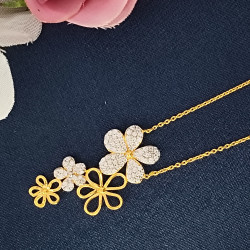  22KT SIMPLE FLOWER PENDANT WITH FANCY WOMEN CHAIN
