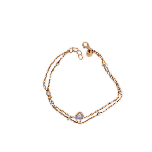 18KT GOLD BLUE AND VIOLET HEART BARCELET