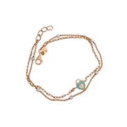 18KT GOLD BLUE AND VIOLET HEART BARCELET