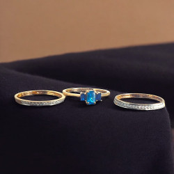 18KT GOLD BLUE FANCY 3 RING COLLECTION 18KT GOLD BLUE FANCY 3 RING COLLECTION