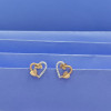 18KT GOLD CUTE DOUBLE HEART EARRING 