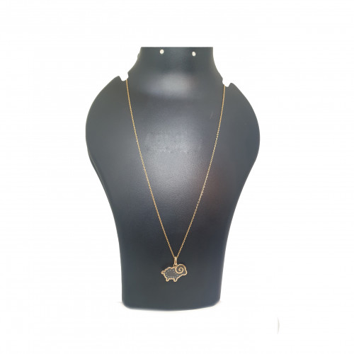 18KT GOLD FANCY CHAIN WITH GOAT PENDANT