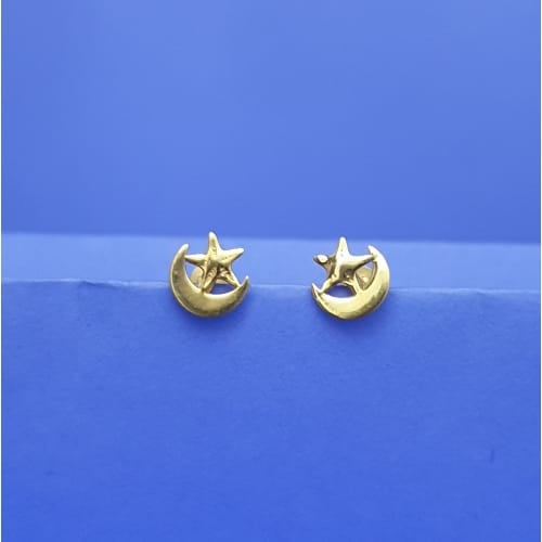 18KT GOLD STAR AND MOON KIDS EARRING