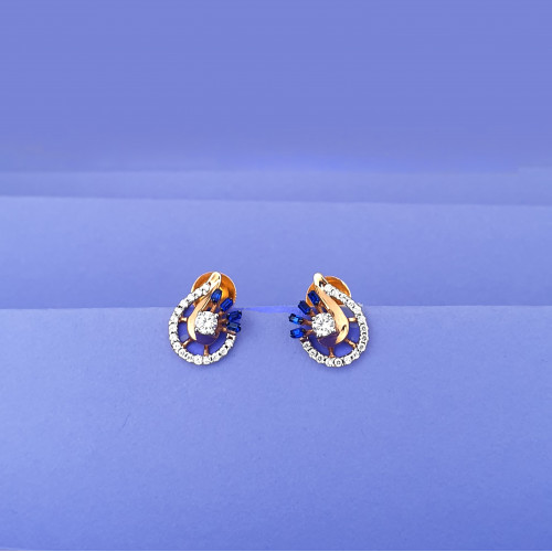 18KT GOLD UNIQUE BLUE WOMEN FANCY EARRINGS