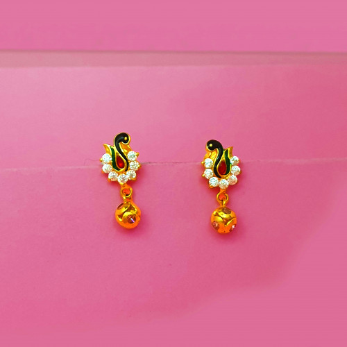 18KT Gold Peacock Baby Earrings