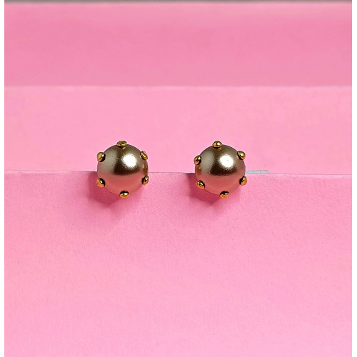 22KT Gold Round Pearl Baby Earrings