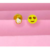 18KT Gold Smiling Double Side Baby Earrings