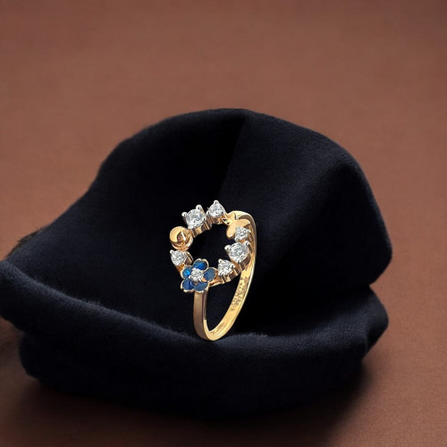 18KTGOLD BLUE FLOWER WOMEN FANCY RING