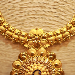 22KT Gold Devi Varnam Enamel Temple Necklace  22KT Gold Devi Varnam Enamel Temple Necklace