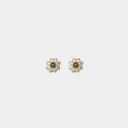 22KT GOLD CENTER BLACK STONE KIDS EARRING