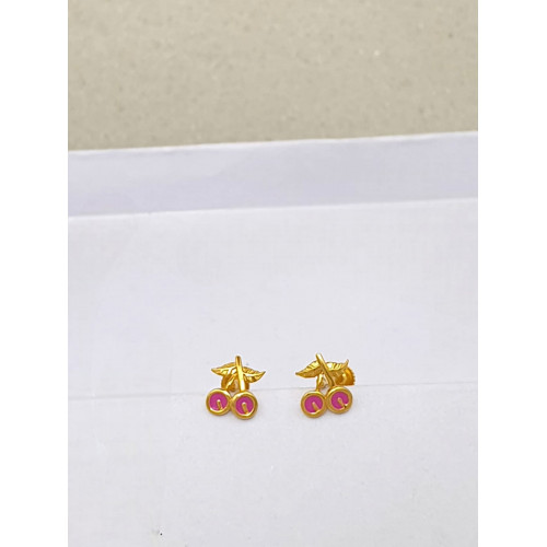 22KT GOLD CHEERY KIDS STUDS 