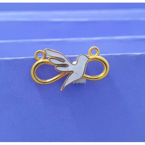 22KT GOLD ENAMEL BIRD WITH INFITITY