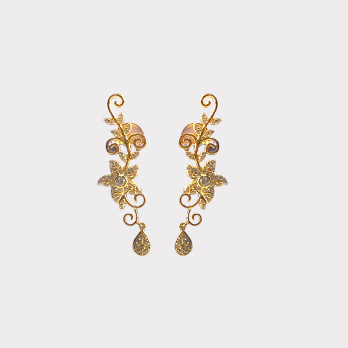 22KT GOLD FLOWER AND LEAF PATTERN EARRING