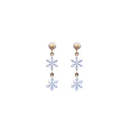 22KT GOLD FLOWER HANGING WOMEN EARRING
