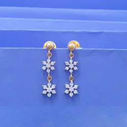 22KT GOLD FLOWER HANGING WOMEN EARRING