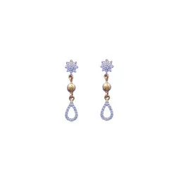 22KT GOLD FLOWER WITH BALL HANGING EARRING FOR WOMEN 