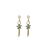 22KT GOLD GREEN FLOWER DROP EARRING FOR WOMEN