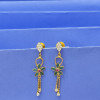 22KT GOLD GREEN FLOWER DROP EARRING FOR WOMEN