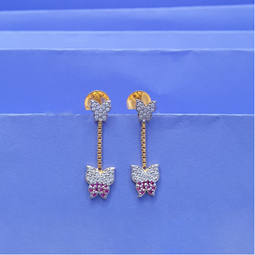 22KT GOLD HANGING BUTTERFLY WOMEN EARING