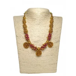 22KT GOLD LAKSHMI COIN TEMPLE ANTIQUE NECKALCE