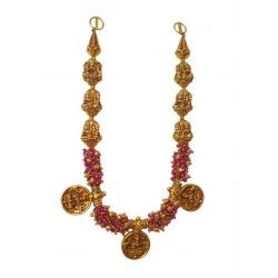 22KT GOLD LAKSHMI COIN TEMPLE ANTIQUE NECKALCE