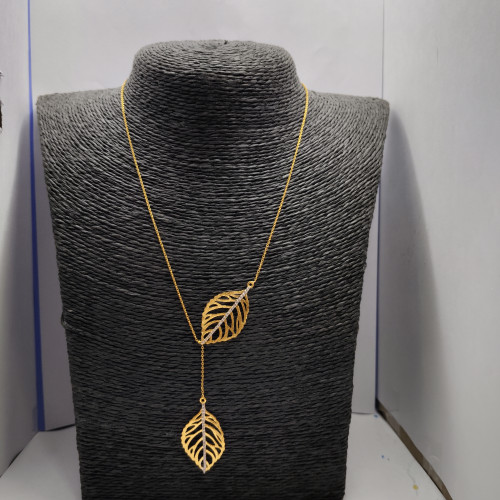 22KT GOLD LEAF PENDANT WOMEN FANCY CHAIN