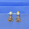 22KT GOLD PEARL AND NAVARATNA EARRINGS FOR WOMEN 