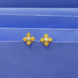 22KT GOLD PEARL UNIQUE STUDS FOR WOMEN 