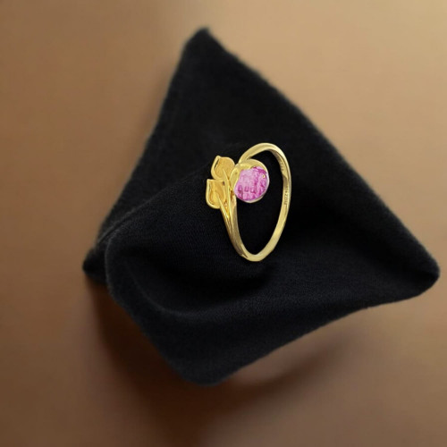 22KT GOLD PINK CHERRY WOMEN FANCY RING