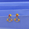 22KT GOLD PINK TRIANGLE DROPS EARRING FOR WOMEN 