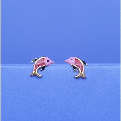 22KT GOLD RED FISH KIDS EARRING