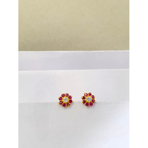 22KT GOLD RED SECOND STUD