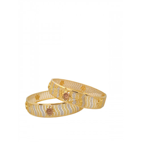 22KT GOLD RHODIUM CUT DESIGNER BANGLE