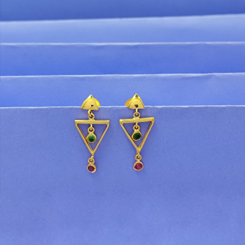 22KT GOLD TRIANGLE DROPS EARRING FOR WOMEN 