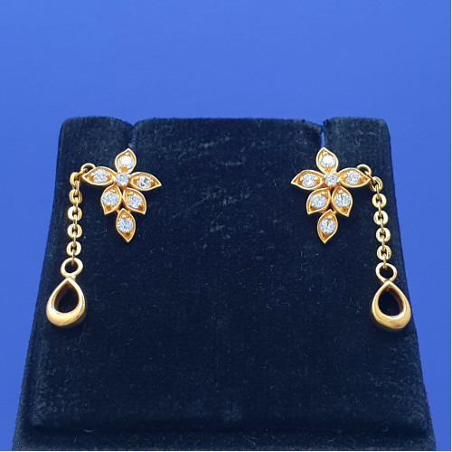 22KT GOLD UNIQUE FLOWER WITH HANGING BLUETOOTH EARRING