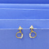 22KT GOLD WHITE STONE TRIANGLE HANGING EARRING