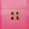 22KT Gold Green Drops Shaped Earrings