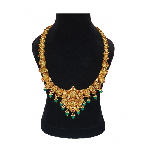 22KT Gold Lakshmi Peacock Long Chain 