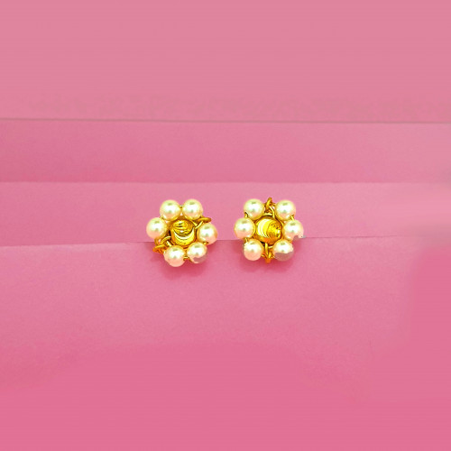 22KT Gold Pearl Rounded Earrings