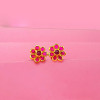 22KT Gold Pink Flower Earrings