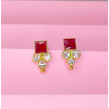 22KT Gold Square Shaped Ruby Baby Earrings