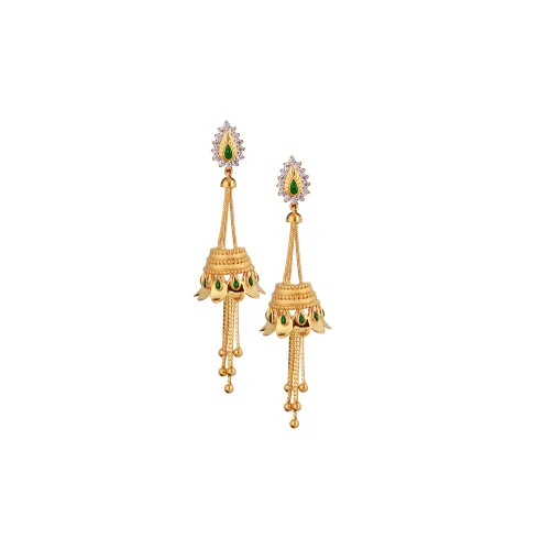 Buy Gold Design Three Layered Jhumkas Earrings Design for Female