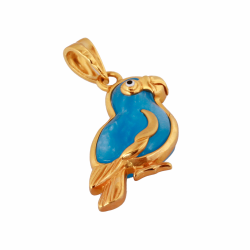 22KT Gold Blue Marble Stone Parrot Pendant 22KT Gold Blue Marble Stone Parrot Pendant