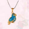 22KT Gold Blue Marble Stone Parrot Pendant