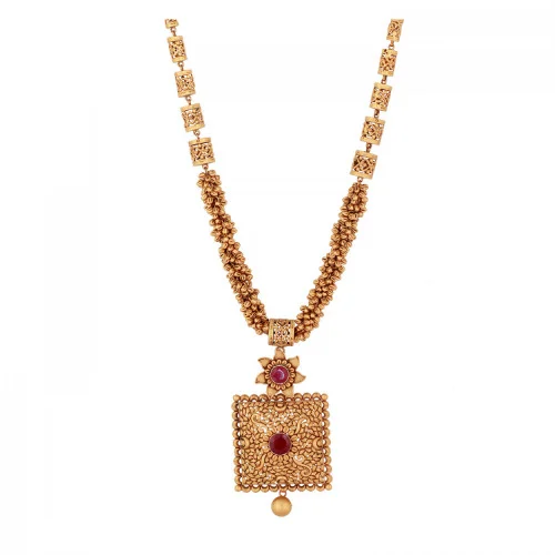 22KT Gold Antique Stone Necklace