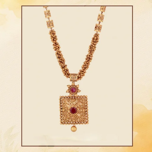 22KT Gold Antique Stone Necklace 22KT Gold Antique Stone Necklace