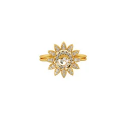 Captivating Beauty: 22KT Gold Sunflower Ring - Floral Elegance Personified