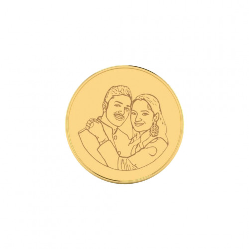 One Sided Photo Engraved 22K 2gm Gold Coin