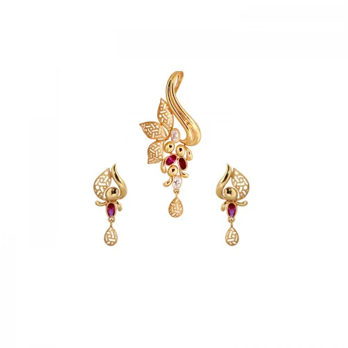 22KT Gold Hongkong Setting Stone Pendant And Eartops